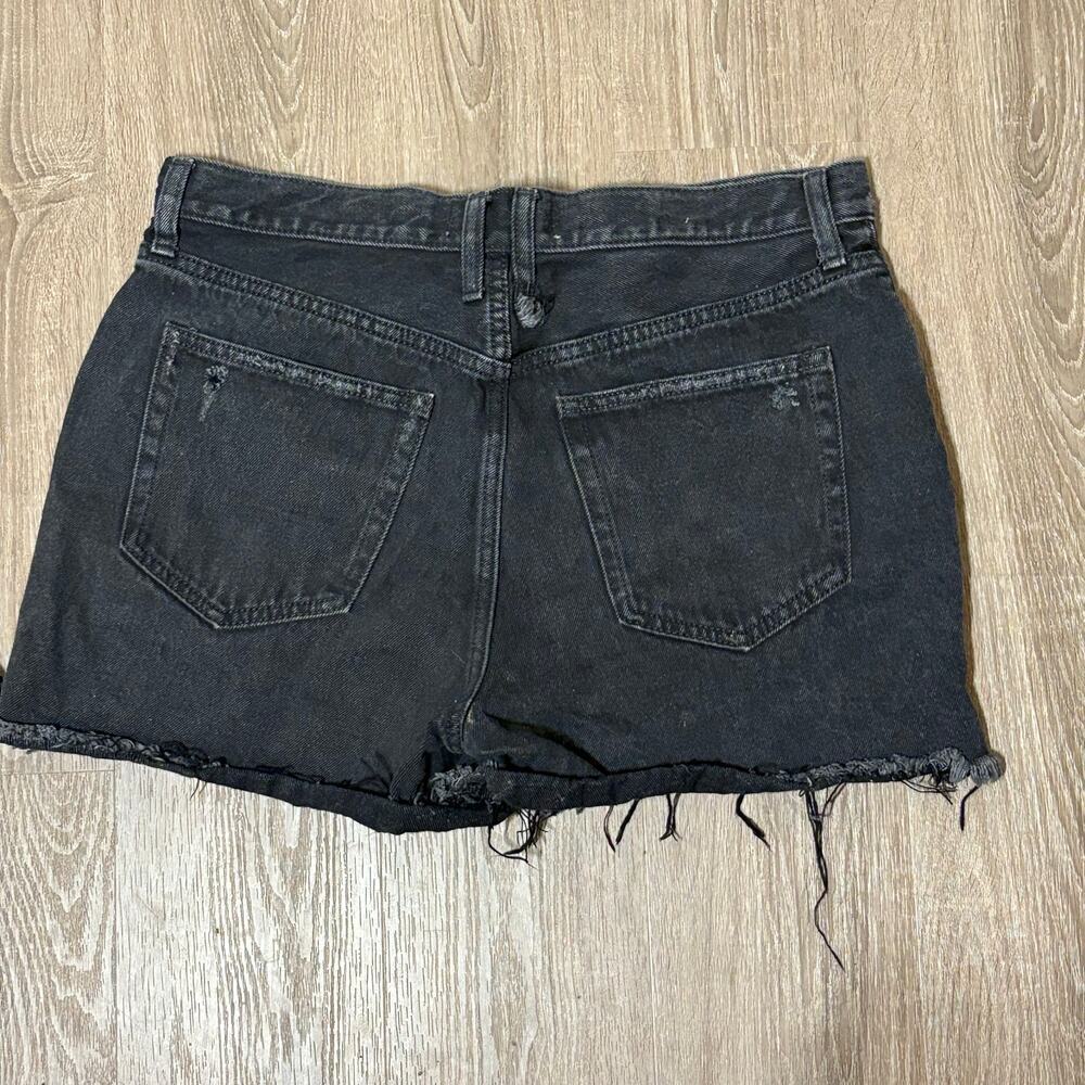 Free People We The Free Black Distressed Denim Shorts Size 31 Raw Hem Button Fly - Picture 2 of 10